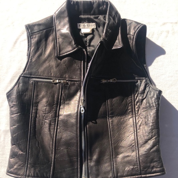 Bebe black leather crop top vest - Picture 6 of 9
